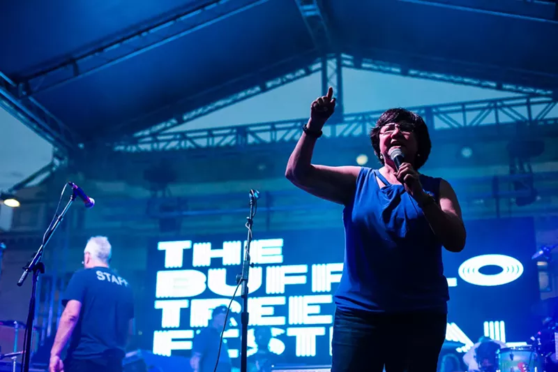 Image: Former Dallas County Sheriff Lupe Valdez speaks at the Buffalo Tree Festival earlier this month.