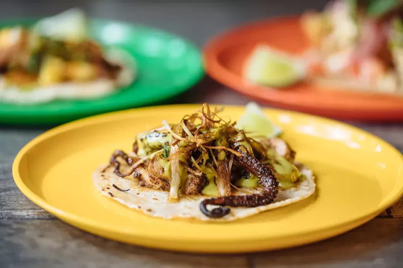 Image: Pulpo (octopus) taco at Revolver Taco Lounge