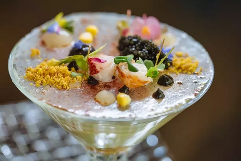 Image: Have you ever wanted a very, very expensive deconstructed lobster tamale served in a martini glass? At Flora Street Cafe, you can make that dream a reality.