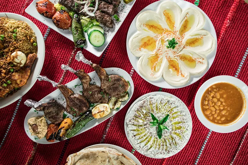 Image: A dinner spread at Fattoush Mediterranean Grill in Pantego.