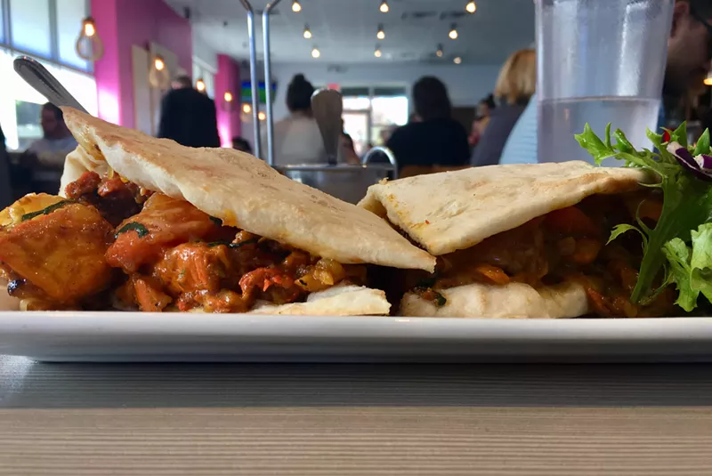 Image: The chicken wrap ($7.50) at Roti Grill is the inspiration for a new stop at the Legacy Food Hall.