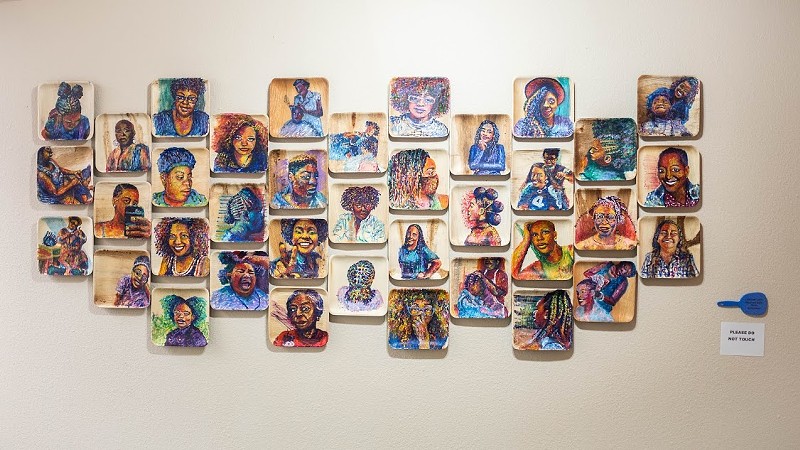 Works by "naturalista" LaShonda Cooks, who curated Hair Story.