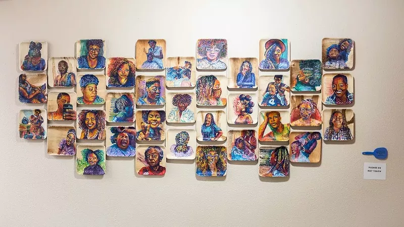 Image: Works by "naturalista" LaShonda Cooks, who curated Hair Story.