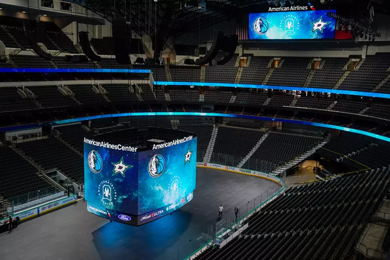 Image: The American Airlines Center has a new LED scoreboard and two new overhead screens that every fan can see clearly from every seat in the place. The seats are also new.
