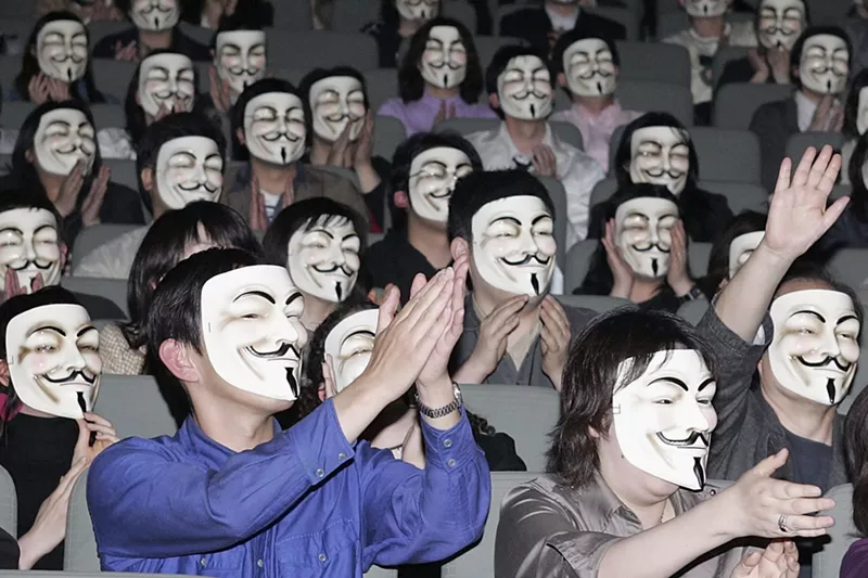 Image: The 2006 Japanese premiere of V for Vendetta, one of the best films based on comic books.