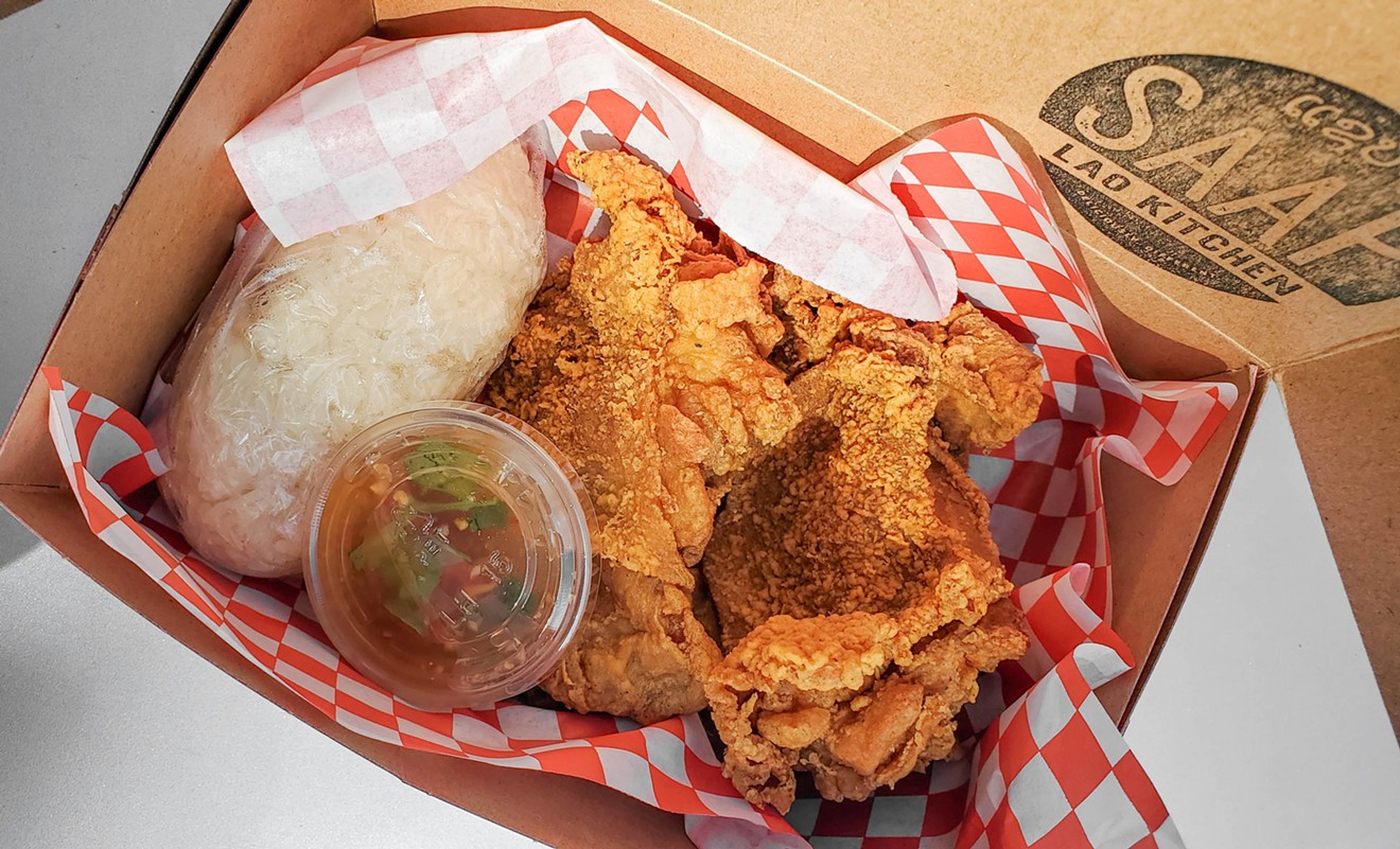 The Lao Fried Chicken from Saap Lao Kitchen, a $12 kit with sticky rice and jeow som