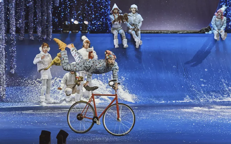 Image: Acrobats take to the air... and wheels in Cirque du Soleil's 'Twas the Night Before...