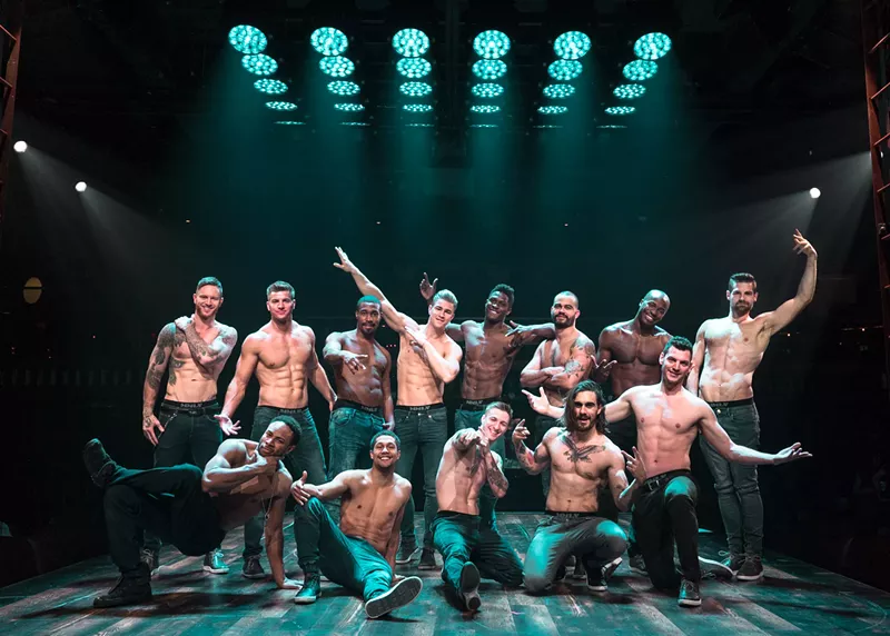 Image: The cast of Magic Mike Live descends on the Stonebriar Centre in Frisco on Wednesday.
