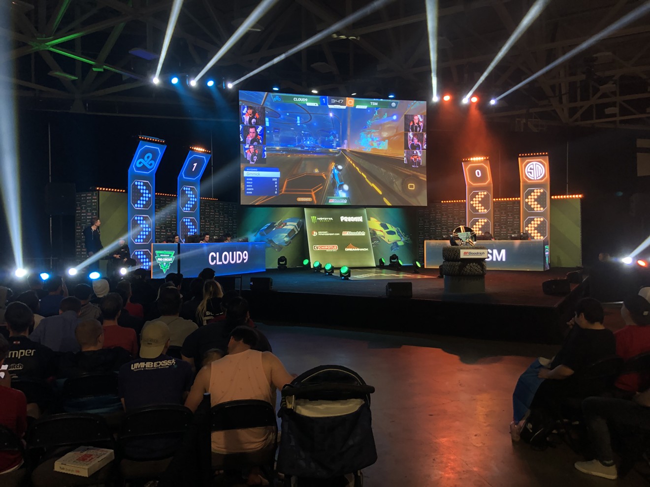 Two pro-esports teams face off in a round of Rocket League during the 2019 Dreamhack tournament at the Kay Bailey Hutchison Convention Center.