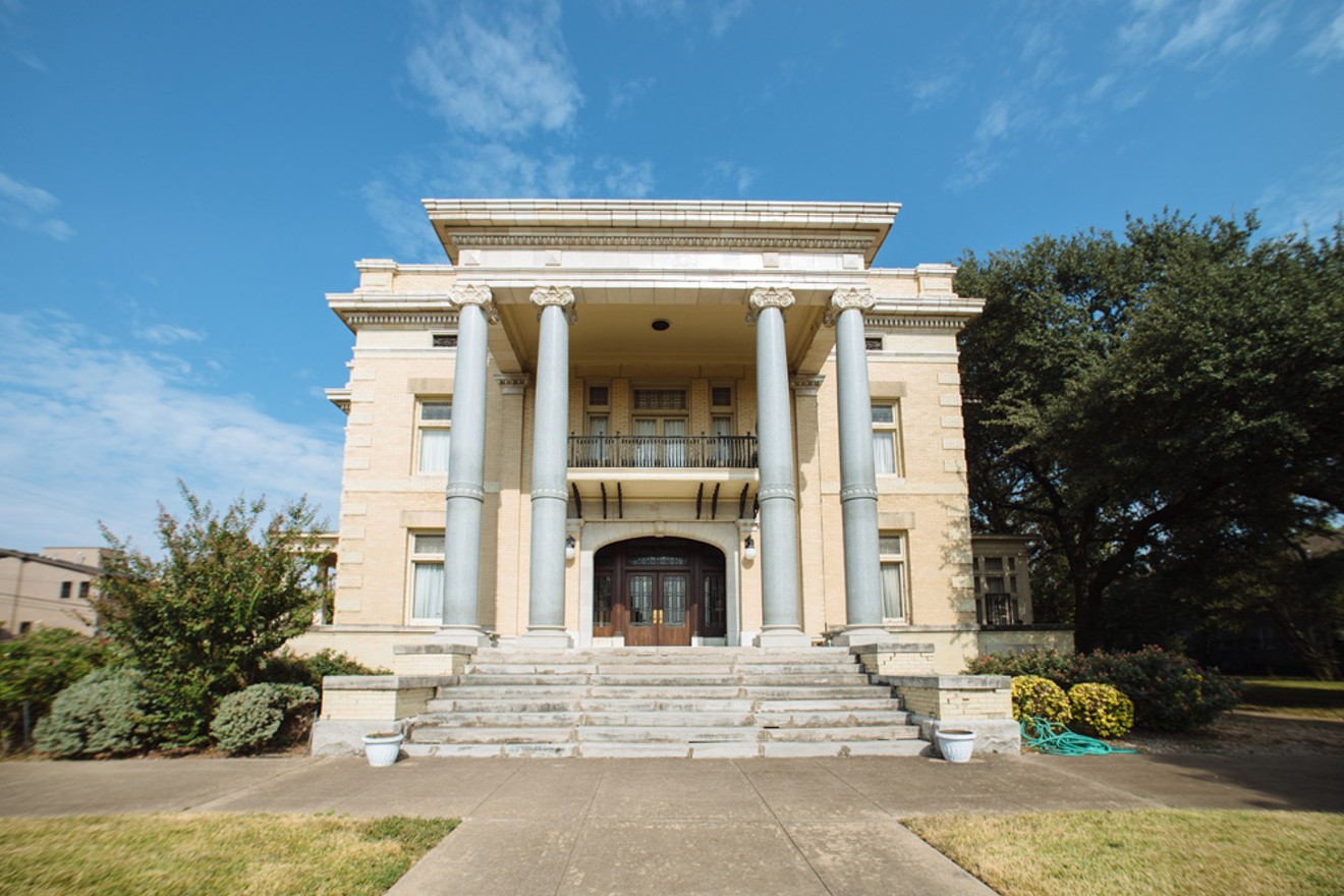 The three-story mansion sits on Ross Avenue in Old East Dallas.