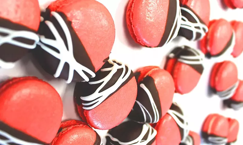 Image: Chocolate-dipped macarons say, "What inadequacies?"