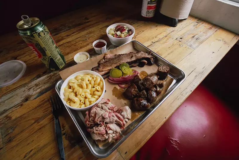 Image: Louie King promises "redneck barbecue" on Greenville Avenue. So naturally, we ordered a tallboy with our meal.