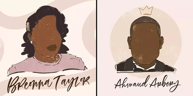 Image: Artist Melarie Odelusi's portraits of two symbols of the BLM movement.