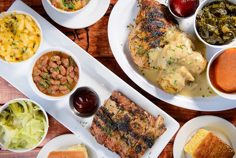 Image: A spread at Kendall Karsen's Upscale Soul Food, which is absolutely on our Top 100 restaurants.