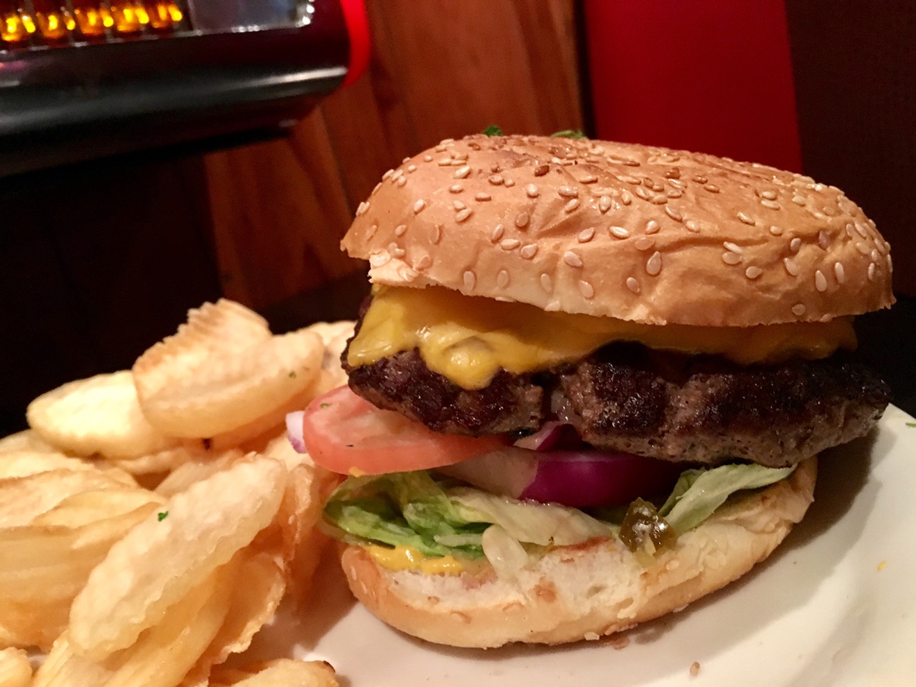The off-menu burger at Campisi's, with fries, comes to $9.73 with tax.