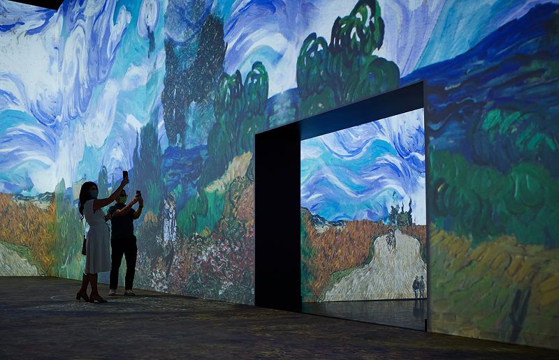 Image: The Immersive Van Gogh exhibition in Dallas allows visitors to step inside the Dutch master's paintings, and now they can also support homeless artists.