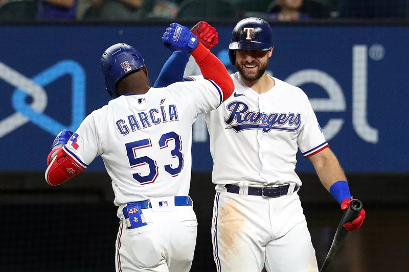 Image: Joey Gallo and Adolis Garcia, Texas' very own G-Unit, also have a pitching problem.