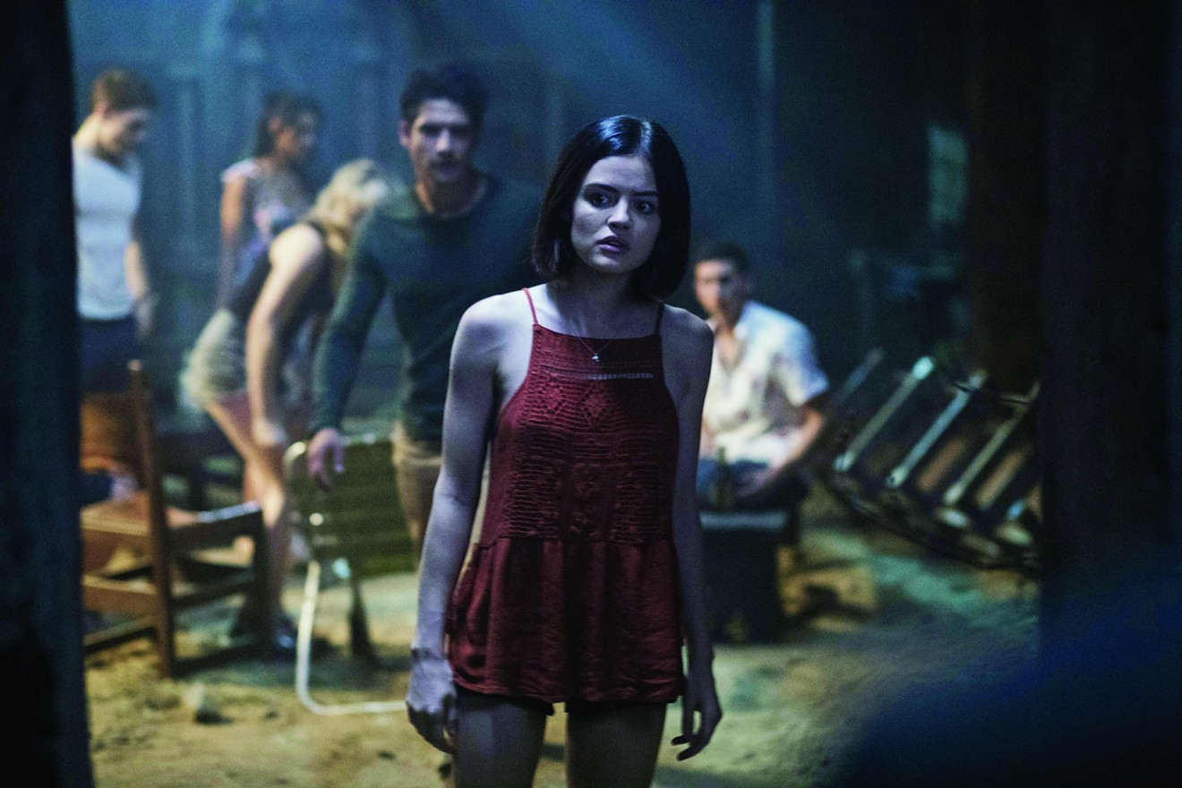 Lucy Hale portrays Olivia, a  USC senior who soon finds herself surrounded by schoolmates with glowing red eyes and demonically distorted faces in Blumhouse’s Truth or Dare.