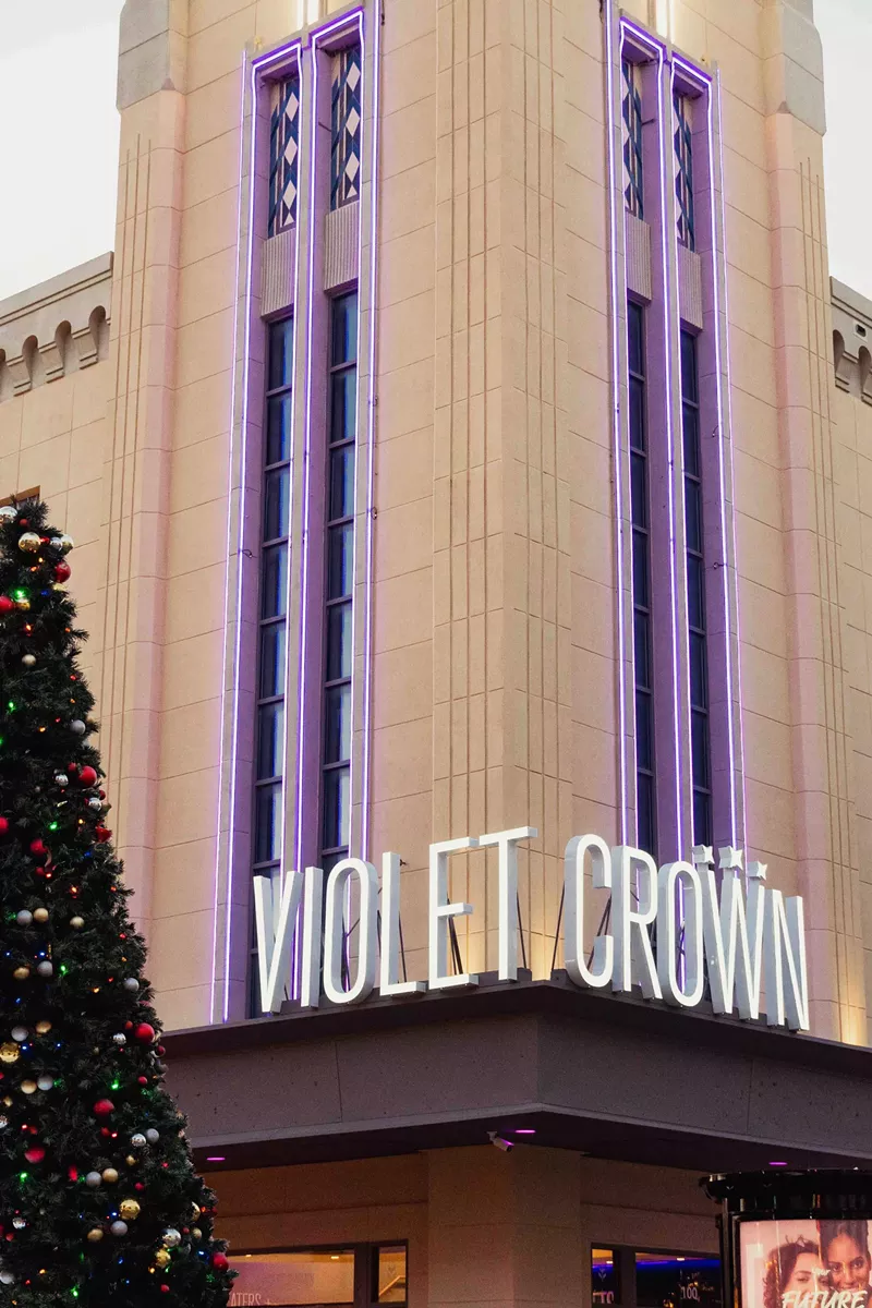 Image: The Violet Crown takes its throne on an old landmark, the Magnolia Theater.