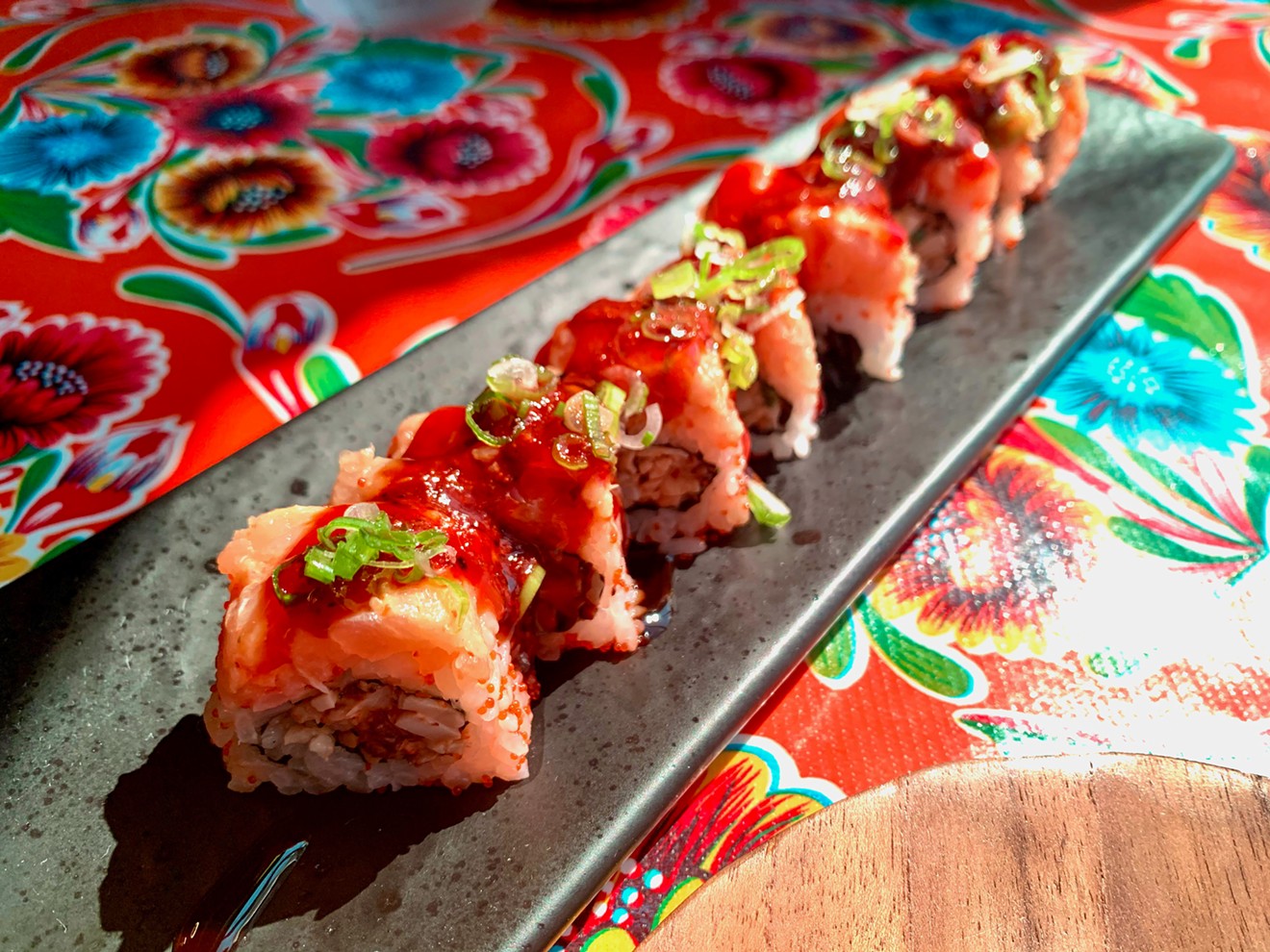 The sushi roll at Resistencia's Sunday brunch