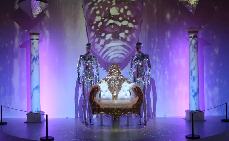 Image: Disco Diamond's throne at Sweet Tooth Hotel's Prince pop-up bar, Reign