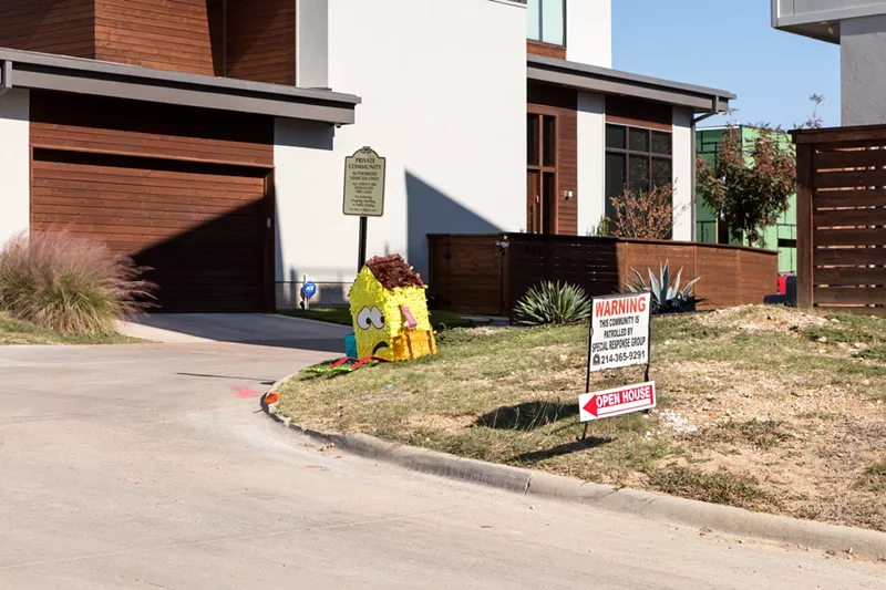 Image: Giovanni Valderas' sad piñatas speak to the Latino community being displaced from Oak Cliff by luxury condos and apartments.