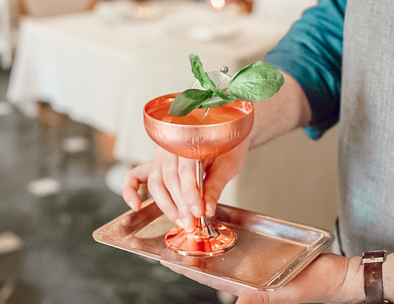 Order up a cocktail and you're ordering up water for those in need with The French Room's Eau d'Elyx cocktail.