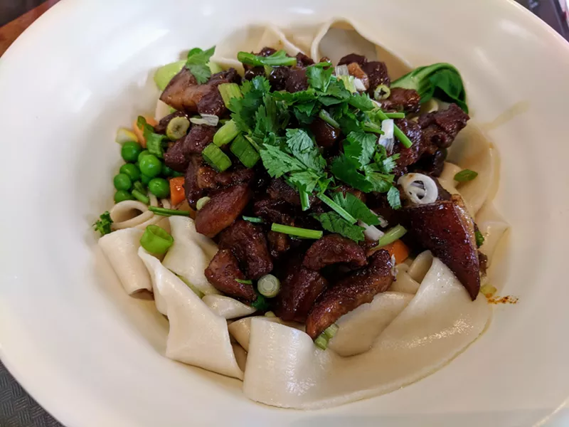 Image: Biang biang noodles at Morefan, a Plano food court stall.