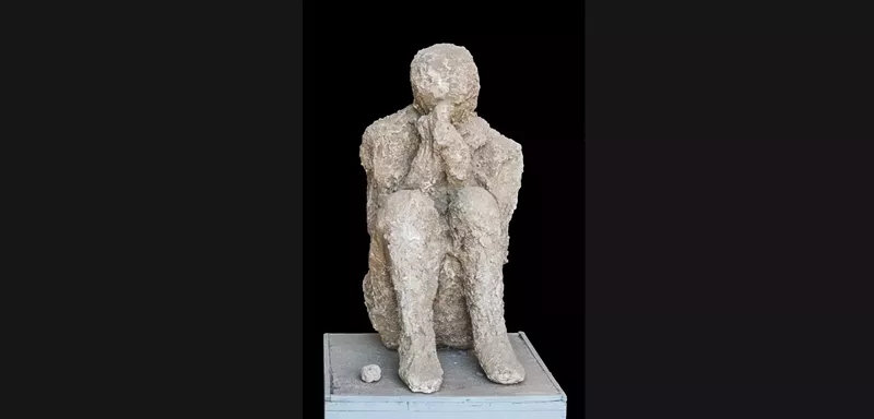 Image: Cast of a sitting figure from the eruption of Mount Vesuvius in 79 A.D.