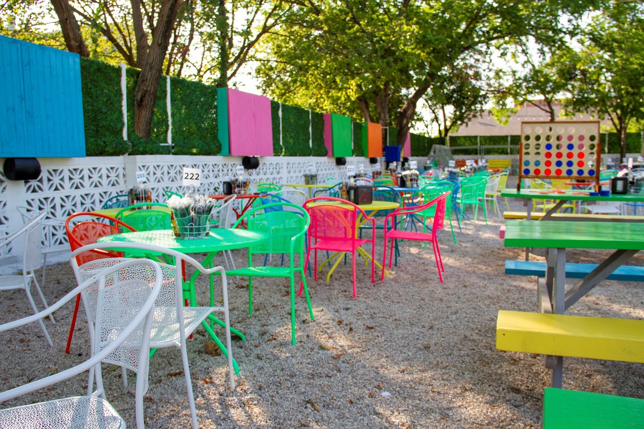 Toller Patio offers a lot of seating and a lot of color.