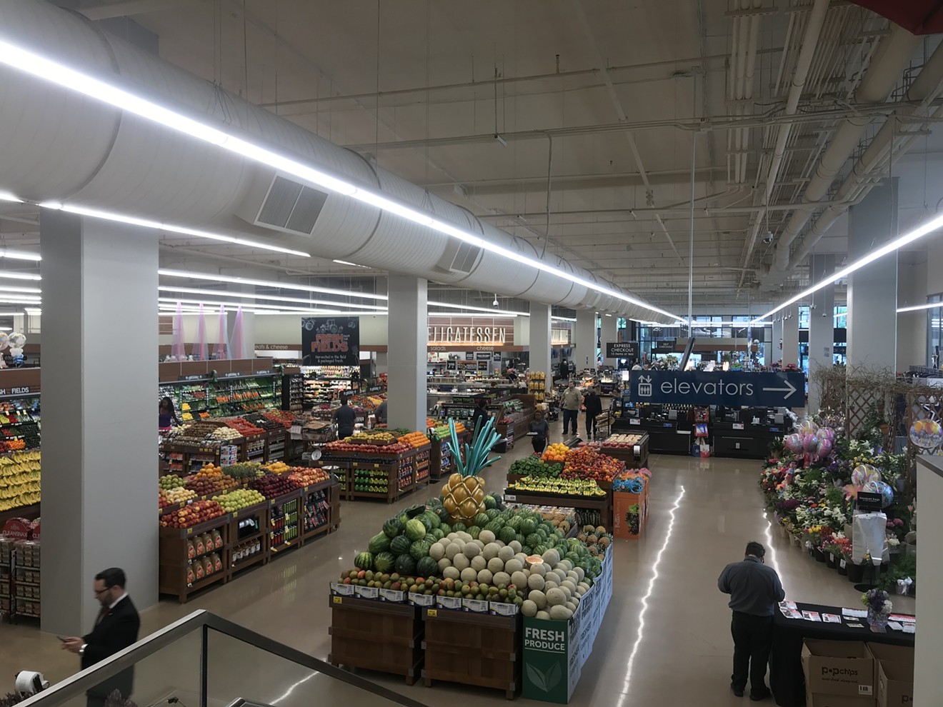 Tom Thumb's produce section, as seen from the second floor.