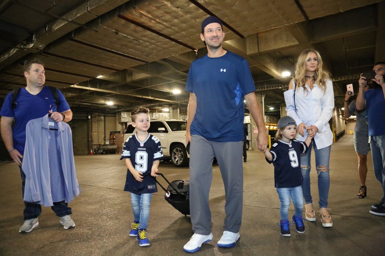Tony Romo arrives at the American Airlines Center Tuesday night.