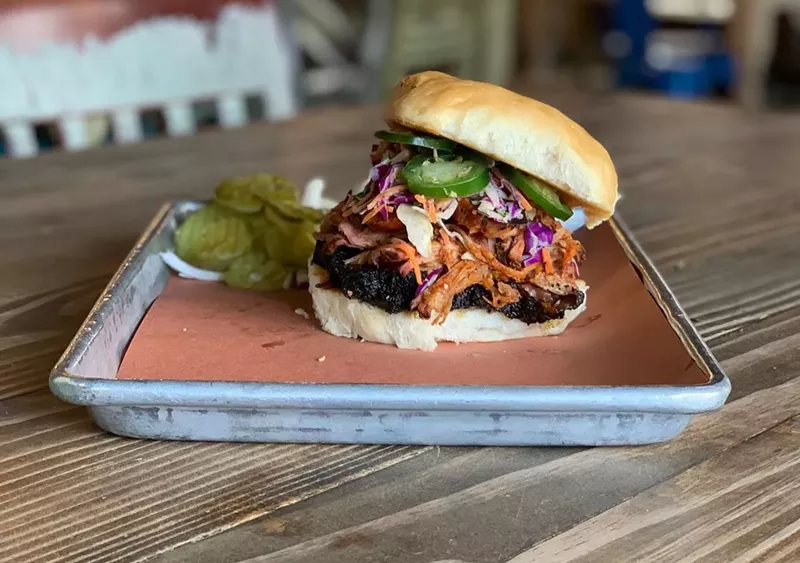 Image: Pecan Lodge's Pitmaster sandwich went up against Smokey John's Big John sandwich.