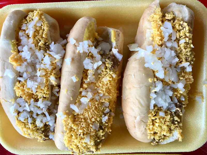 Image: Coney Island Hot Weiners with mustard, chili, cheese and onions