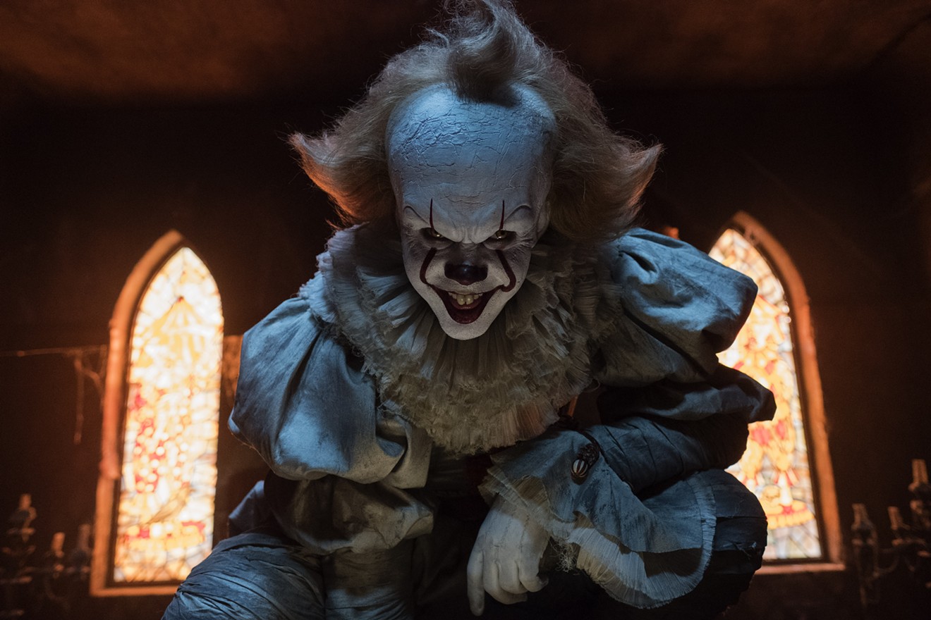 Bill Skarsgård plays Pennywise the Clown in the remake of Stephen King's IT.