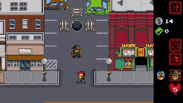 A screenshot shows what downtown Hawkins would look like if Google Maps' street view mode had a pixel filter. - COURTESY BONUSXP