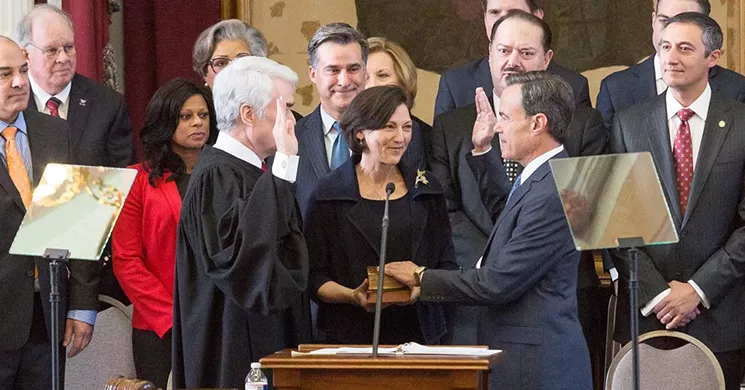 Joe Straus, with his hand on the Bible, was sworn in as speaker of the Texas House in January. - JOE STRAUS VIA FACEBOOK