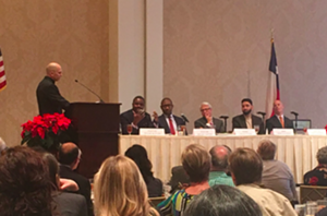 The Dallas Bar Association's Rob Crain hosts a panel of faith-based Dallas leaders to discuss race relations in the city. - VIA @MARCIATILLMAN ON TWITTER