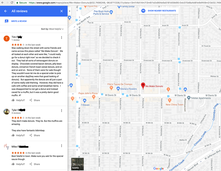 This screenshot has been modified to protect the privacy of my accomplices. I bear full responsibility for our shenanigans. - GOOGLE MAPS SCREENSHOT BY BRIAN REINHART