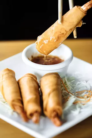 Sapp Sapp's shrimp rolls, dubbed "Shrimp in a Blanket," will be more familiar to Texas diners. - KATHY TRAN