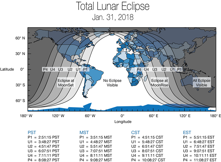 When and where to expect Wednesday morning's super blue blood moon. - NASA