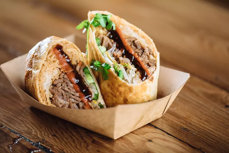 Cris and John's phoritto, $7, takes the best parts of Vietnamese pho and gives them the burrito treatment. - KATHY TRAN