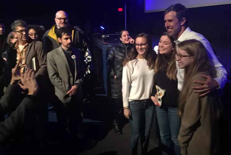 O'Rourke stayed after his town hall meeting Friday at the Texas Theatre to take pictures with the crowd. - DANNY GALLAGHER