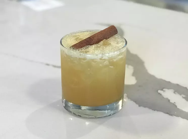 This riff on an old fashioned is made with apple cider vinegar, cinnamon, ginger and bourbon. - BETH RANKIN