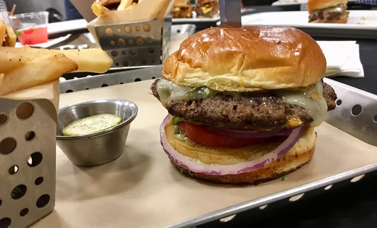 Alex's Santa Fe, the second best option of the three new burgers, has avocado, pepper jack, red onion, roasted jalapeños, tomato, cilantro and a "spicy Santa Fe sauce." - NICK RALLO