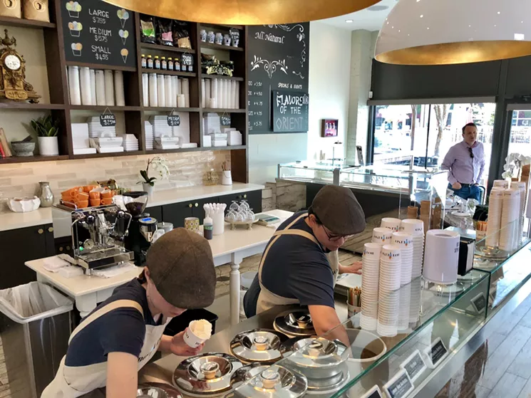 To keep the gelato at a stable temperature, it's stored in silver containers called pozzetti, or “little wells.” - PAIGE WEAVER