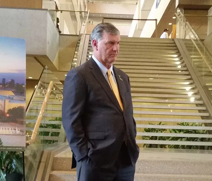 Some first responders, still bitter over last year's difficult pension negotiations, balked at accepting the mayor's heartfelt condolences. - JIM SCHUTZE