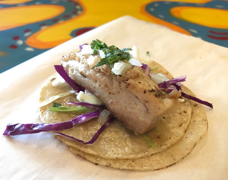 A pork belly taco ($4) at Qui's new Richardson restaurant. - BETH RANKIN
