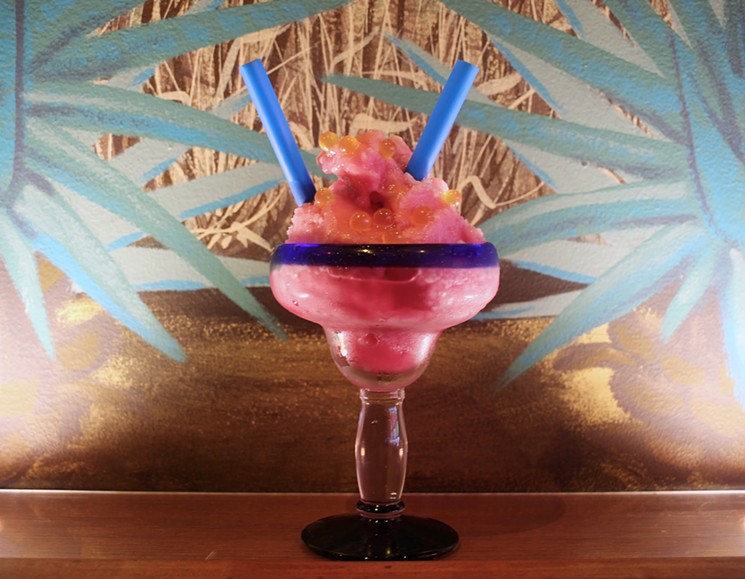 Beto & Sons's featured margarita is flash-frozen with liquid nitrogen and topped with edible "encapsulated fruit pearls." - SUSIE OSZUSTOWICZ