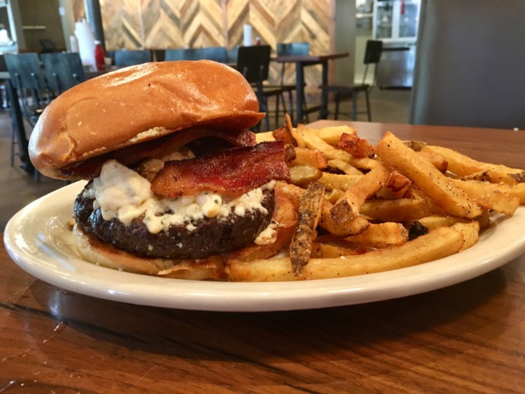 The Bleu Lou has melted blue cheese, thick-cut bacon and red onion on a challah bun. - NICK RALLO